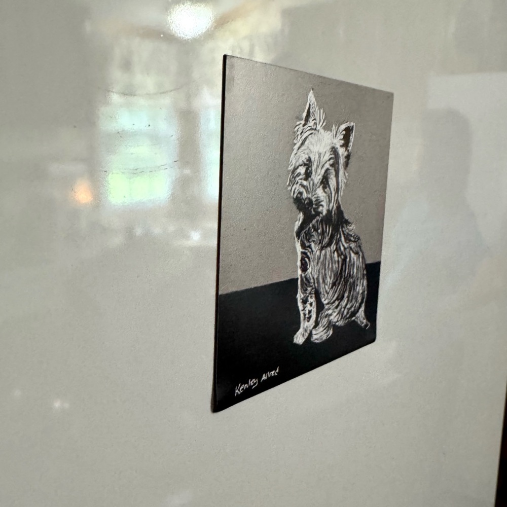 Yorkie Dog Ink Drawing Art Print Refrigerator Magnets Size 3”x3” - Picture 2 of 2